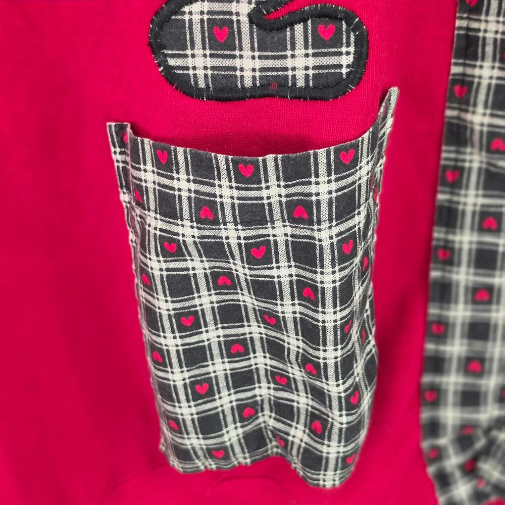 Handcrafted Unique 3XL Red Knit Teacher Core ABC Fleece Cardigan Jacket - Picture 10 of 12